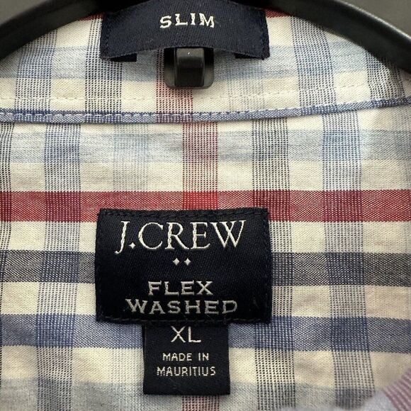J Crew Shirt Mens XL White Plaid Slim Flex Washed Long Sleeve Button Down Adult - Picture 2 of 7